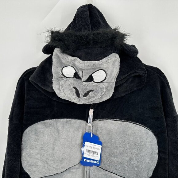Silver Lilly Funziez Gorilla One Piece Zip Up Costume Size L Animal PJs - Picture 6 of 6